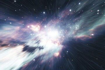 Wall Mural - Purple gas nebulae in space and sparkling stars