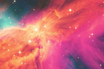 purple gas nebulae in space and sparkling stars