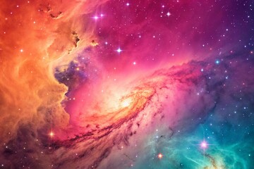 Wall Mural - Purple gas nebulae in space and sparkling stars