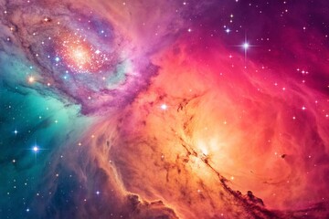 Wall Mural - Purple gas nebulae in space and sparkling stars
