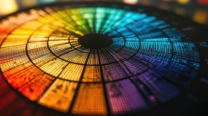 Fototapete - A detailed pie chart illustrating stock market shares, with each segment labeled and colored differently, displayed on a polished digital screen.