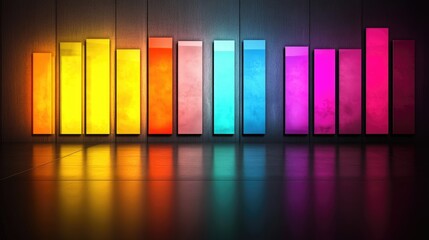 Poster - A gradient-colored bar graph with subtle shadows and reflections, giving a professional, clean look for data analysis in business settings.