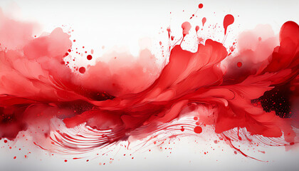 Poster - A vibrant abstract design featuring flowing red hues and splashes, evoking emotion and energy.