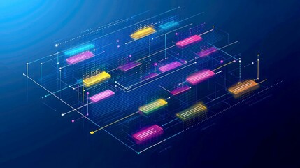 Poster - Abstract Digital Network: A Visual Representation of Data Flow and Connections in the Modern Technological World