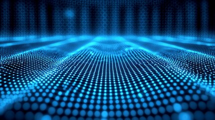 Poster - Abstract Digital Network: Futuristic Wave of Data and Connections.  Cyberpunk Style Visualization of Modern Technology.
