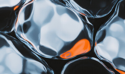 Poster - Abstract Artistic Composition with Blue and Orange Glass Elements
