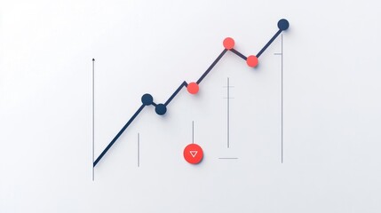 Poster - A minimalist line chart with smooth curves and highlighted data points, on a light background with subtle shadows, perfect for business or financial presentations.
