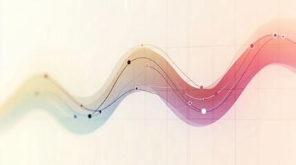 Poster - A minimalist line chart with smooth curves and highlighted data points, on a light background with subtle shadows, perfect for business or financial presentations.