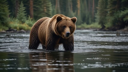 brown bear in water