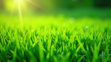 Aufkleber - Vibrant Green Grass Blades Illuminated by Sunlight in a Lush Meadow