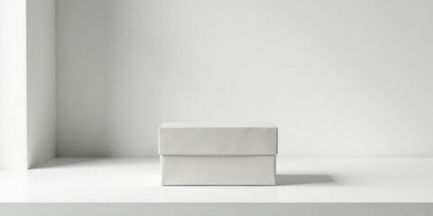 Poster - Simple White Box on a Clean Surface Minimalist Product Presentation