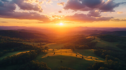 Aufkleber - Majestic 4k time-lapse: stunning sunrise/sunset landscape with moving clouds, nature's breathtaking light show, sunset in the mountains