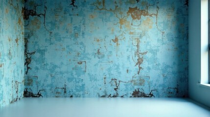Aufkleber - Distressed Teal Wall Corner Room Interior Design Scene