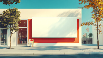 Aufkleber - Mockup blank placard, modern design outdoor constraction, empty building billboard mock up template poster, street ad exterior, illustration