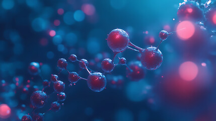 Poster - Molecular structure illustration close up blue background