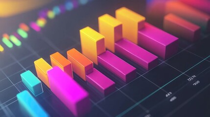 Poster - a stacked area chart with vibrant colors on a digital screen, showing layered data distribution over