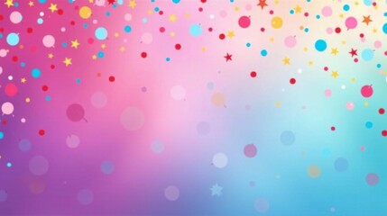 Poster - Festive Background with Colorful Confetti and Stars Falling on a Gradient