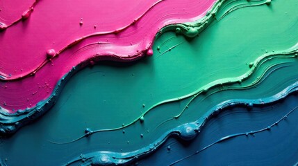 Leinwandbilder - Abstract Swirling Paint Texture Vibrant Hues of Pink, Teal, and Blue
