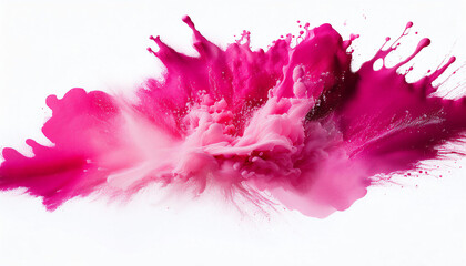 Poster - A vibrant explosion of pink pigment against a white background, showcasing dynamic movement and artistic flair.