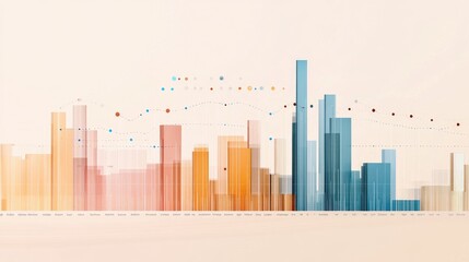 Poster - A visually appealing stacked area chart representing stock performance, with varying colors illustrating different segments, on a neutral background.