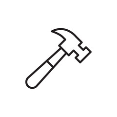 Poster - Hammer icon Flat vector set outline