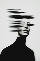 Poster - Abstract Motion Blur Portrait in Monochrome with Focus on Movement