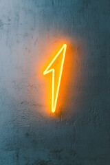 Poster - Neon Number One Sign on Textured Blue Wall with Vibrant Yellow Glow