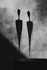 Poster - Monochromatic Abstract Silhouette Sculpture with Textured Background
