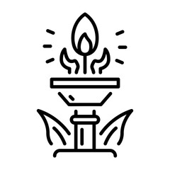 Sticker - Eternal flame icon in linear style 