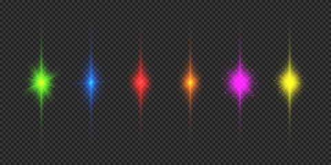 Wall Mural - set of multicolor light effects of lens flares