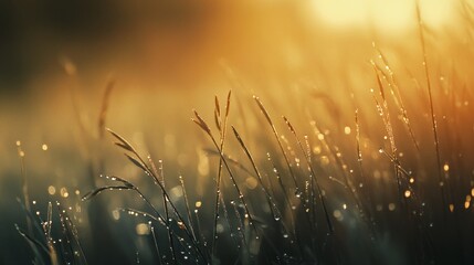 Poster - Petals of Future Dusk shimmer with morning dew, lit by the golden hues of sunset. Nature's beauty unfolds in intricate details, capturing the essence of tranquil evenings