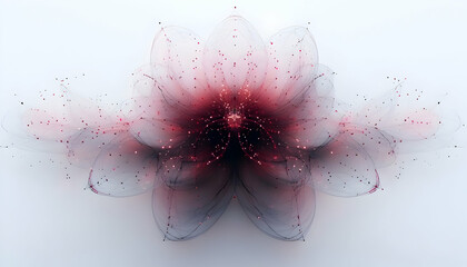 Poster - Abstract Red Flower Bloom, White Background, Digital Art, Design Element