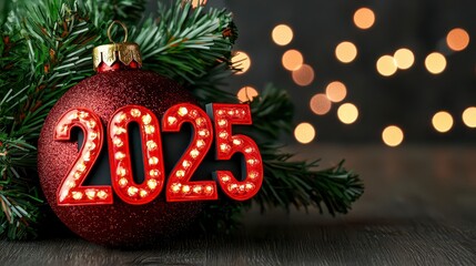 Wall Mural - A photostock of a cozy winter scene with glowing holiday lights, a decorated tree, and 