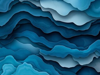 Poster - Mesmerizing marble esque abstract waves of deep indigo midnight blue and soft periwinkle hues form a breathtaking elegant and serene contemporary minimalist art design
