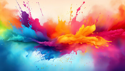 Poster - A vibrant explosion of colors, blending and splashing together, creating a dynamic and artistic visual display.