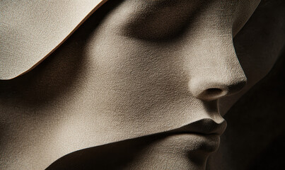 Poster - Textured Close-Up of Abstract Stone Face in Earthy Tones with Play of Light and Shadow