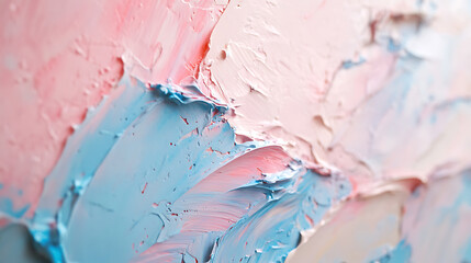 Poster - A detailed closeup showcasing the texture of thick, impasto paint strokes on a canvas, creating an aesthetic and artistic background with a palette of soft pastel colors that blend beautifully