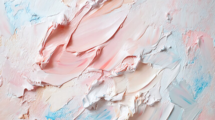 Aufkleber - A detailed closeup showcasing the texture of thick, impasto paint strokes on a canvas, creating an aesthetic and artistic background with a palette of soft pastel colors that blend beautifully
