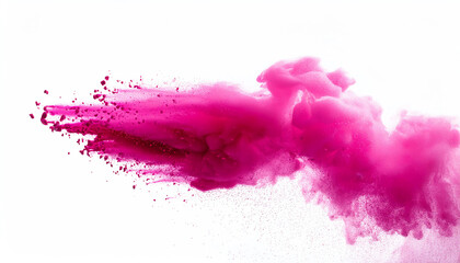Poster - A vibrant burst of pink powder against a white background, creating a dynamic and artistic visual effect that suggests movement and creativity.