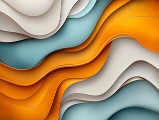 Poster - Captivating swirling lines of vibrant golden hues flow across a tranquil palette of muted grays pale blues and delicate whites forming a mesmerizing