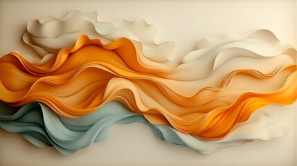 Poster - Mesmerizing and intricate abstract artwork featuring a captivating design of gleaming golden and bronze toned tendrils gracefully winding across a tranquil backdrop of muted creamy tones