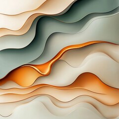 Poster - Mesmerizing fusion of gilded  lustrous curves and soft  soothing hues of ivory  beige  and cream in a serene  high detail abstract composition  evoking a captivating