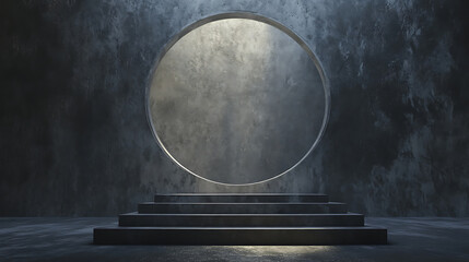 Aufkleber - Abstract concrete backdrop with spotlight and mockup place on dark background, 3d rendering