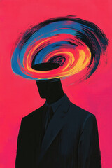Poster - Vibrant Abstract Artwork of Figurative Silhouette with Vibrant Swirling Colors