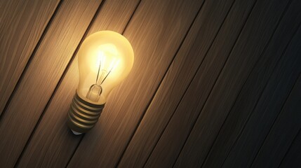 an Edison-style light bulb glowing softly in a dark room, its warm light creating a comforting