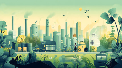 Poster - An illustration of greenwashing, depicting a companys deceptive marketing strategy that overstates its environmental efforts or sustainability to mislead consumers into believing it is eco-friendly