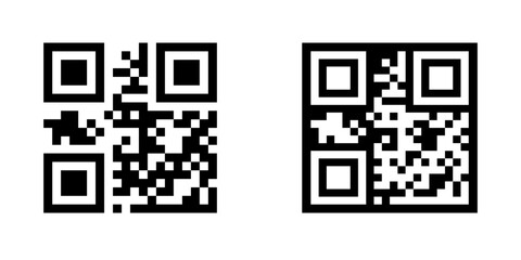 two black and white qr codes side by side. vector icons
