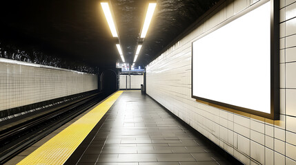Poster - Blank billboard in subway station, mock up