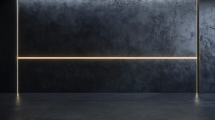 Aufkleber - Bright line opening on black concrete wall background with mock up place, future, way and ambition concept, 3d rendering