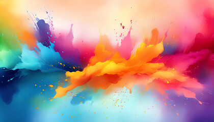 Poster - A vibrant splash of colors blending harmoniously, creating an abstract art piece full of energy and creativity.